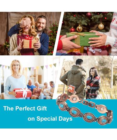 Yinox Magnetic Therapy Copper Bracelet for Women - Relieve Arthritis & Wrist Pain with Turkish Turquoise | Fashion & Health (3500 Gauss) - Buy Online on GoSupps.com