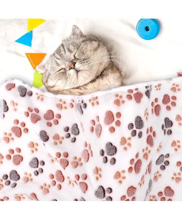 Pedgot Fluffy Dog Blankets with Paw Print - Set of 4 | Soft & Warm Pet Throw Blankets for Small Dogs & Cats | Brown/White/Pink | 24 x 16 & 30 x 20 Inches - Buy Online on GoSupps.com