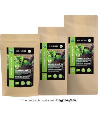 Alpi Investment OOD Alpi Nature Organic Nettle Tea 125g 4 Oz Dried and Sliced Nettle Leaves Loose Leaf Tea - Buy Online on GoSupps.com