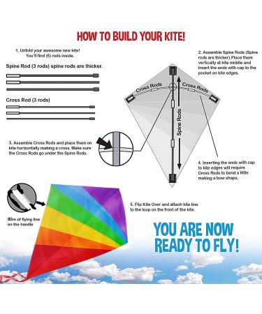Large Diamond Kite for Kids - Lightweight, Easy to Assemble, Soars High in Low Winds - Ideal for Outdoor Fun with Friends & Family! - Buy Online on GoSupps.com