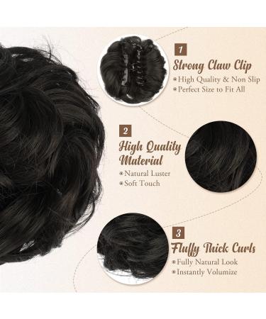 BARSDAR Claw Clip Messy Bun Hairpiece - Curly Synthetic Hair Extension for Women - Natural Black - Buy Online on GoSupps.com