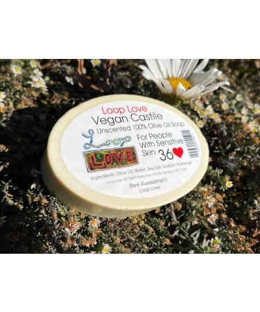 Loop Love Vegan Castile Soap - Unscented 100% Olive Oil Bar - Maximum Moisturization for Sensitive Skin - Long Lasting & Cold Process - Made in the USA - Buy Online on GoSupps.com