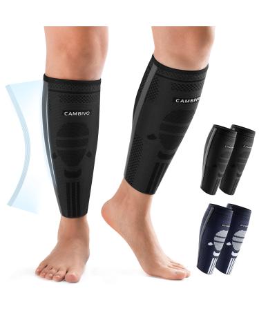 Cambivo 2 x calves compression stockings women men with side stabilizers calves compression compression socks for trip sports calf bandage to relieve shin rails varicose veins black L-XL - Buy Online on GoSupps.com