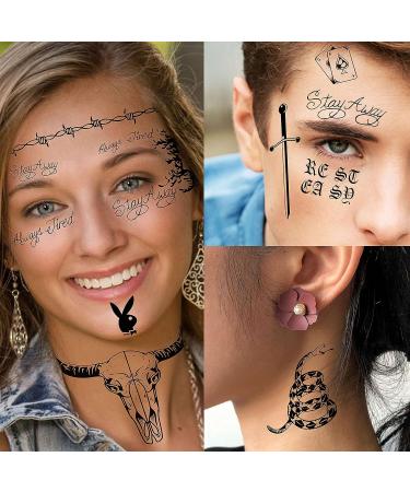 Rejaski 5 Sheets Large Post Malone Temporary Tattoos - Halloween Fake Face & Barbed Wire Rapper Tattoo Sticker Set for Men Women Adults - Buy Online on GoSupps.com