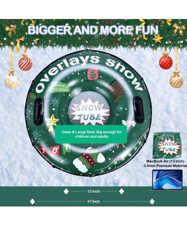 4.0 Inch Heavy Duty Inflatable Snow Tube Sled for Kids and Adults - Green - Buy Online on GoSupps.com