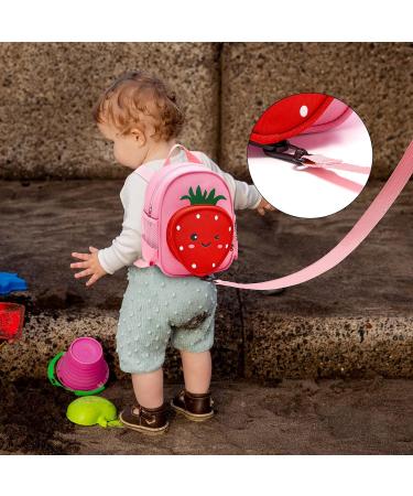 Toddler Backpack with Leash Accmor 4 in 1 Kids Mini Backpacks with Anti Lost Wrist Link Cute Child Harness Bag Rein for Outdoor Strawberry Back Pack Rope Tether for Baby Girls Aged 1-3 Years (Pink) Pink Strawberry - Buy Online on GoSupps.com