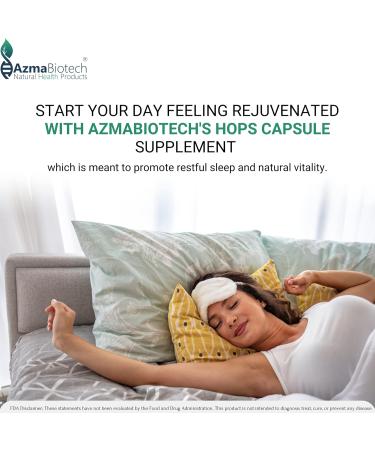 AzmaBiotech Hops Sleep Aid for Adults 1000mg 60 Vegan Capsules Natural Sleep Supplement to Promote Relaxation & Restful Sleep Non-GMO Gluten-Free 30-Day Supply Made in Canada - Buy Online on GoSupps.com
