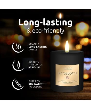 Premium Butterscotch Candle for Men - Clean Burn Organic Soy Wax in Stylish Black Jar | Perfect Gift for Father's Day & Holidays | Handcrafted in the USA - Buy Online on GoSupps.com
