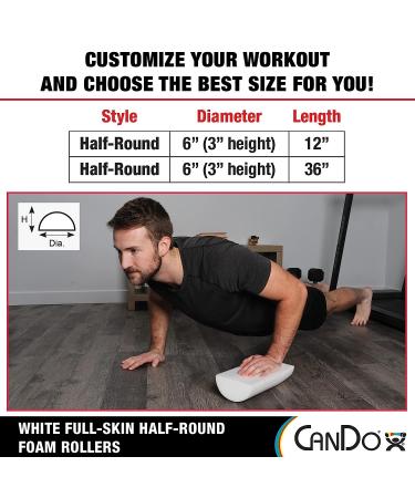CanDo Full-Skin PE Foam Roller 6 x 36 - White Half-Round 36-inch for Muscle Restoration, Massage Therapy, Sport Recovery, Physical Therapy - Buy Online on GoSupps.com