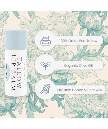 Organic Unscented Tallow Lip Balm - Hydrating Grass Fed Jumbo Size 0.5 oz | Sustainable Packaging - Buy Online on GoSupps.com