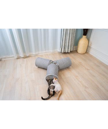 Collapsible Cat Tunnel Toy - 3-Way Play Fun for Cats, Rabbits, Kittens - Gray Arrow Design - Buy Online on GoSupps.com