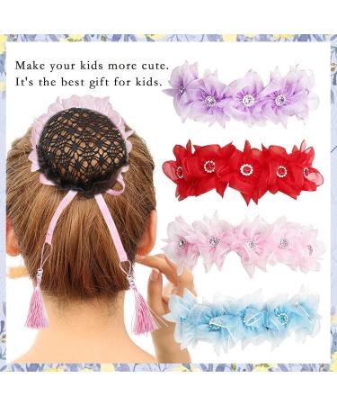 Pai Sence Ballet Bun Wrap Organza Flowers 6pcs/Pack for Girls and Women - Perfect Hair Accessories for Competitions, Weddings, and Parties! - Buy Online on GoSupps.com