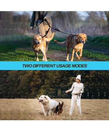 PetBonus Double Dog Lead - Adjustable & Reflective No Tangle Training Lead for Medium/Large Dogs - 4 Padded Handles - Ideal for Walking 2 Dogs - Black - Buy Online on GoSupps.com