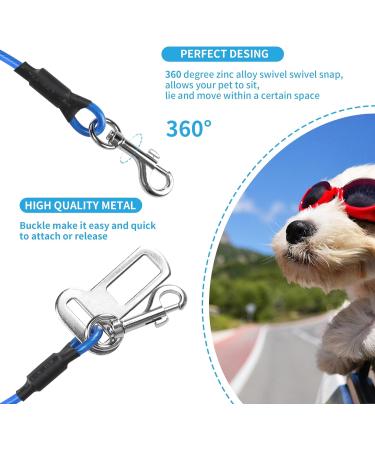 Yaodhaod Dog Safety Belt - Bite-Resistant Steel Wire Double Tangle-Free Buckle Adapter for Cars - 60cm Blue | Pet Safety for Dogs & Cats - Buy Online on GoSupps.com