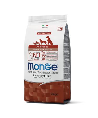 Monge All Breeds Puppy and Junior - Dry Dog Food - Lamb and Rice - 2.5 kg,
