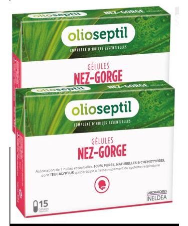 Olioseptil - Nez-gorge - Lot de 2 x 15 g lules - Lib re les voies a riennes sup rieures