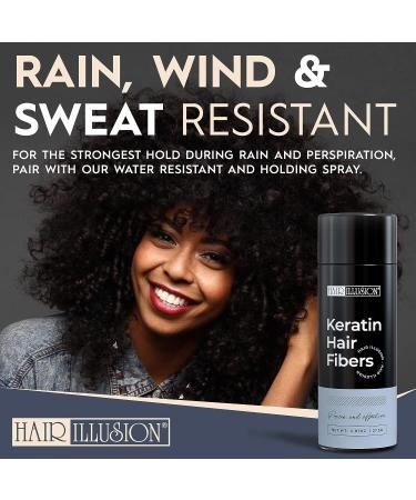 HAIR ILLUSION Black Keratin Hair Fibers - 27.5G Large Bottle for Women & Men - Natural Looking Hair Concealer for Thinning Hair & Bald Spots - Buy Online on GoSupps.com