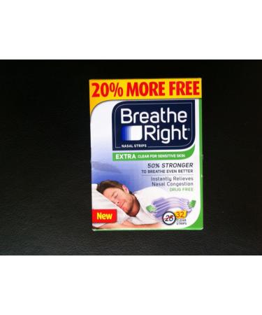 (160 Strips) Breathe Right Nasal Strips Extra Clear for Sensitive Skin - 32 Count (5 Pack)