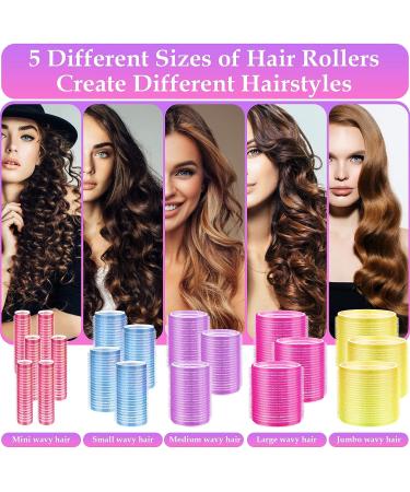 Qinzave 52PCS Jumbo Hair Rollers with Storage Bag: Self Grip Rollers in 5 Sizes, Stainless Steel Clips, Heatless Hair Roller Set for Long, Medium, Short Hair - Buy Online on GoSupps.com