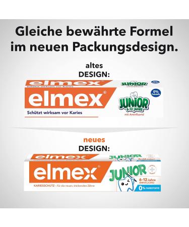 Elmex Junior Toothpaste 6-12 Years | 2x75ml Fluoride 1400 ppm | Effective Caries Protection for Permanent Teeth - Buy Online on GoSupps.com