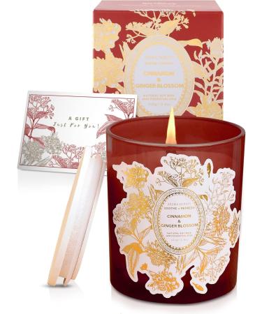 Cinnamon Ginger Blossom Candle - Soy Wax Aromatherapy Candle | Warm Winter & Fall Scent - Natural Wood Wick | Perfect Relaxing Gift for Women & Men - Buy Online on GoSupps.com