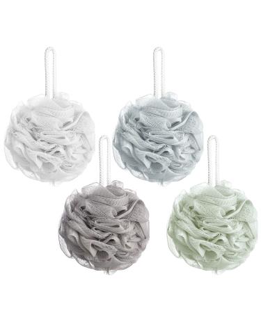 4 Pcs Bath Sponge Shower Puffs Shower Mesh Sponges Shower Puff Loofah Shower Scrunchie Sponges Shower Bath Body Exfoliating Bath Puffs Sponges for Cleaning & Exfoliating