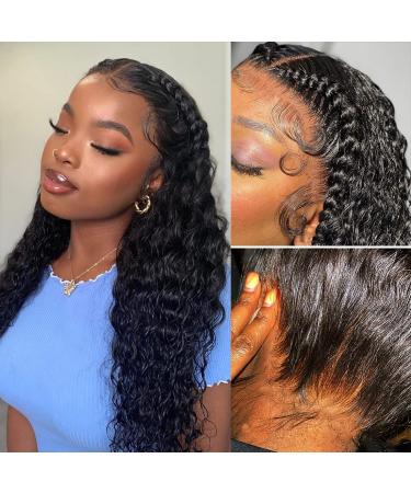 Healthair 360 Lace Front Wigs Human hair, Deep Wave Lace Front Wigs for Black Women, 360 Lace Wigs Preplucked, HD Transparent Lace 10A Remy Human Hair Wigs, Deep Curly Wigs, Can Make Bun and High Ponytail 220% density(18in…