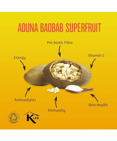 Aduna Organic Baobab Powder | Raw Superfruit Vitamin Powder | 80g Resealable Tub | Certified FairWild - Buy Online on GoSupps.com