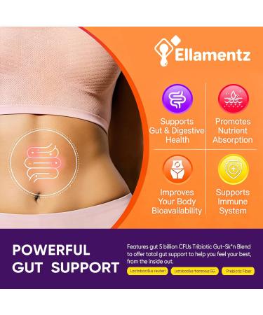 ELLAMENTZ Collagen Gummies for Women Sugar-Free - Hydrolyzed Collagen Peptides with Prebiotics & Probiotics Niacinamide Hyaluronic Acid Vitamin C Supplement for Hair Nails Gut Health 120 Count - Buy Online on GoSupps.com