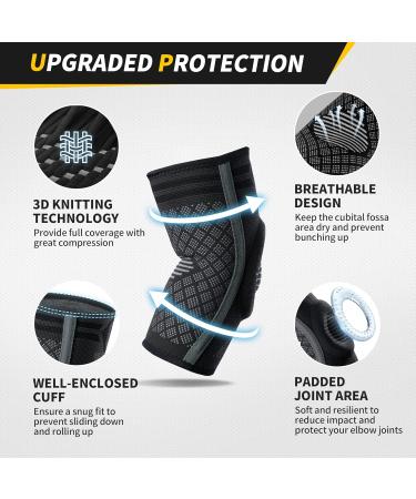 Cambivo 2x Elbow Bandage for Men & Women - Tennis Arm Support with Gel Pads & Stabilizers for Pain Relief - XL Black - Buy Online on GoSupps.com