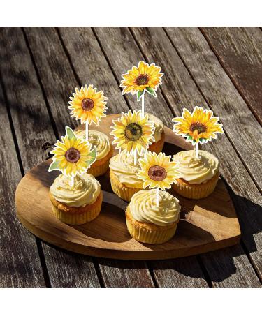 Sunflower Cupcake Toppers Sunflower Cake Picks for Flower Themed Party Birthday Party Decorations Supplies 36 Pieces - Buy Online on GoSupps.com