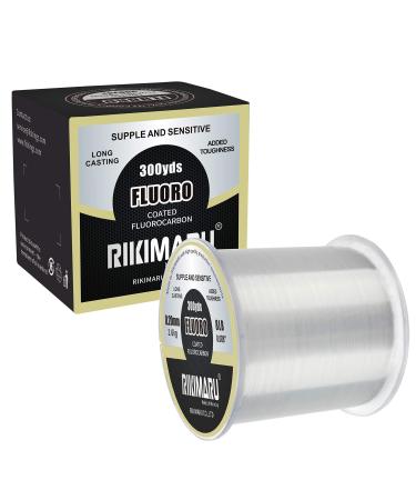 RIKIMARU Fluoro Fishing Line, 100% Soft Fluorocarbon Coated Fishing Line clear 8LB/0.26mm/300Yds