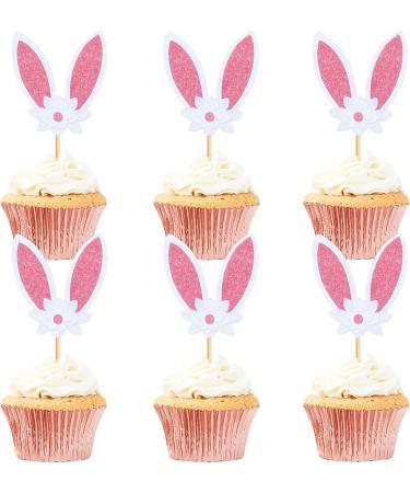 30 PCS Easter Cupcake topper Bunny Cupcake Toppers Easter Egg Cupcake Topper Rabbit Easter Party Cake Topper Decorations (Brown) (Bunny Ear flower) - Buy Online on GoSupps.com