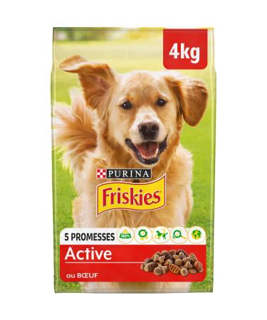 FRISKIES Dog - Vitafit Active: with Beef - 4 kg - Croquettes for Adult Dogs - Pack of 4