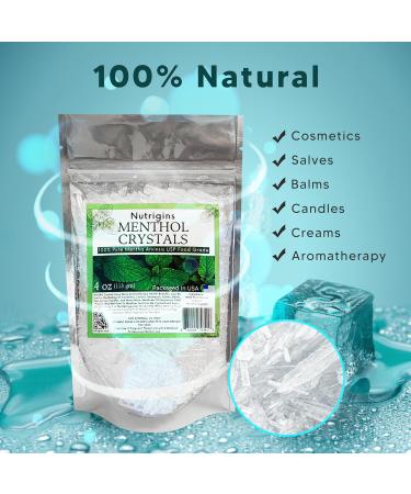Buy 100% Pure Organic Menthol Crystals - Natural Spa Quality | 4OZ Resealable Bag - International Shipping Available - Buy Online on GoSupps.com