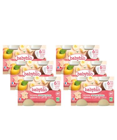 Babybio - Small Coconut Banana Apple Pots - 2x130g - 6+ Months - Organic - Pack of 6