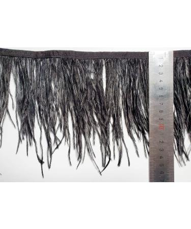 2 Yards Black Ostrich Feathers Trim Fringe - 5-6 inch for DIY Dress Sewing, Crafts & Costumes - Buy Online on GoSupps.com