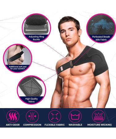 Shoulder Brace for Men and Women - Rotator Cuff Support with Soft Underarm Pad | Pain Relief & Compression Sleeve for Shoulder Injury - Buy Online on GoSupps.com