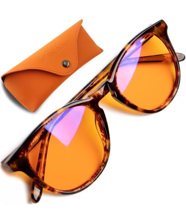 Orange Blue Light Blocking Glasses for Better Sleep - 99.5% Blue Light Glasses for Women Men - Amber Orange Blue Blocker Glasses - Migraine Glasses - Gaming Glasses - fl 41 Light Sensitivity Blockers