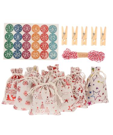 STOBAZA Chrismas 1 Set Christmas Bag The Calendars Santa Sack Wrapping Bag Christmas Tree Cotton Sack