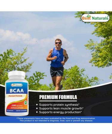 Best Naturals BCAA Branch Chain Amino Acid 3200mg | 400 Capsules - Pharmaceutical Grade, 100% Pure Instantized Formula for Muscle Growth | Pre/Post Workout Bodybuilding Supplement - Buy Online on GoSupps.com