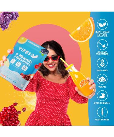 Electrolyte Powder Drink Mix - Rapid Hydration with 6 Minerals & Electrolytes, 30 Sticks, Sugar-Free Variety Packs of Lemon, Raspberry, Cherrypomegranate,Orange, Grape, for Workout & Energy Recovery - Buy Online on GoSupps.com