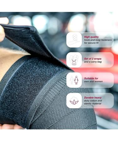 KARM Knee Wraps for Weightlifting (Pair) with Bag - Knee Strap Bands for Squatting, Crossfit, Gym - Powerlifting Support for Men and Women (78 inches, Black) - Buy Online on GoSupps.com