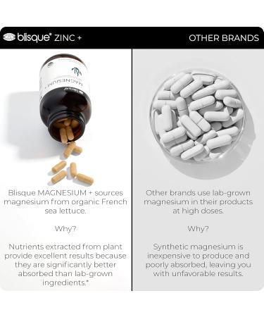 Blisque - Magnesium Support Supplement | for Bone Joint Muscle Heart and Nerve Health | from Organic French Sea Lettuce | Vegan and Non-GMO | 90 Capsules - Buy Online on GoSupps.com