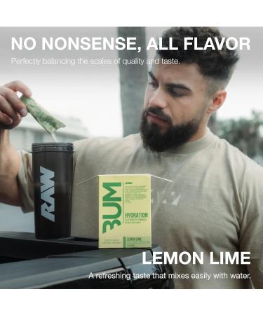 RAW Electrolytes Powder Hydration Drink Mix Packets Bum Hydrate (Lemon Lime 20 Servings) - Electrolyte Hydration Packets Supports Muscle Function & Endurance - Keto Free Electrolytes Powder Packets - Buy Online on GoSupps.com