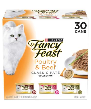 Purina Fancy Feast Classic Collection Adult Wet Cat Food Variety Pack - (30) 3 oz. Cans Classic Pate Classic Poultry & Beef 3 Ounce - 30 Count (Pack of 1) - Buy Online on GoSupps.com