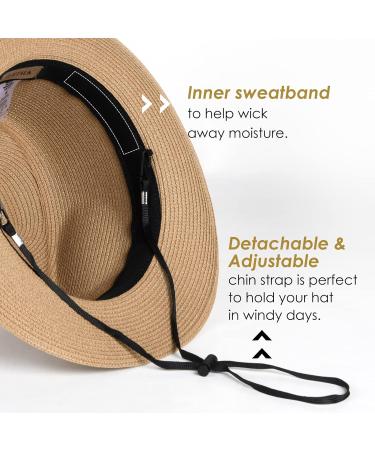 Packable Straw Fedora Sun Hat for Women Men - Khaki-beige - Large/X-Large - Buy Online on GoSupps.com