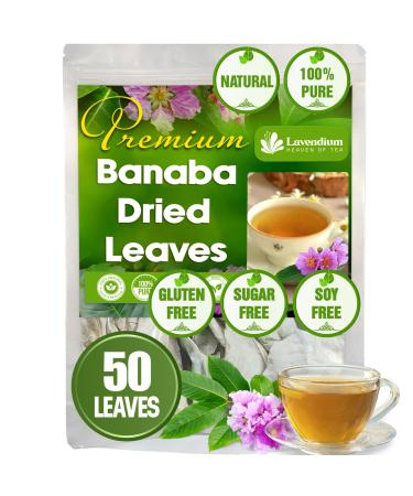 Lavendium 50+ Natural Banaba Dried Leaves Whole Banaba Leaves 100% Pure Dried Banaba Leaves Banaba Leaf Herbal Tea No Additives No Caffeine Vegan