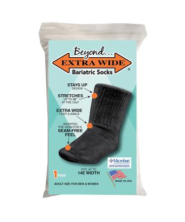 Bariatric Sock for Extreme Lymphedema Calf stretches to 30 inches Black