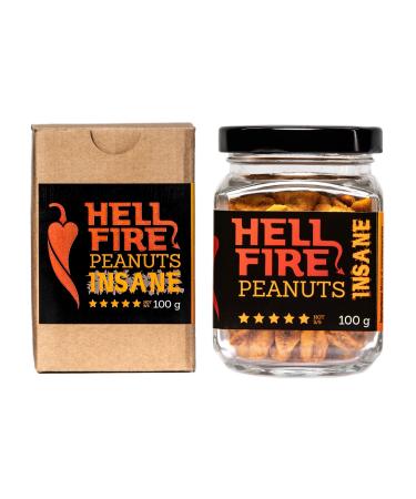 I love spicy Hellfire Peanuts Insane 100 g extremely sharp roasted peanuts seasoned with Carolina Reaper chili pepper sharpness 5/5 insane 5/5 100 g (1 Pack)